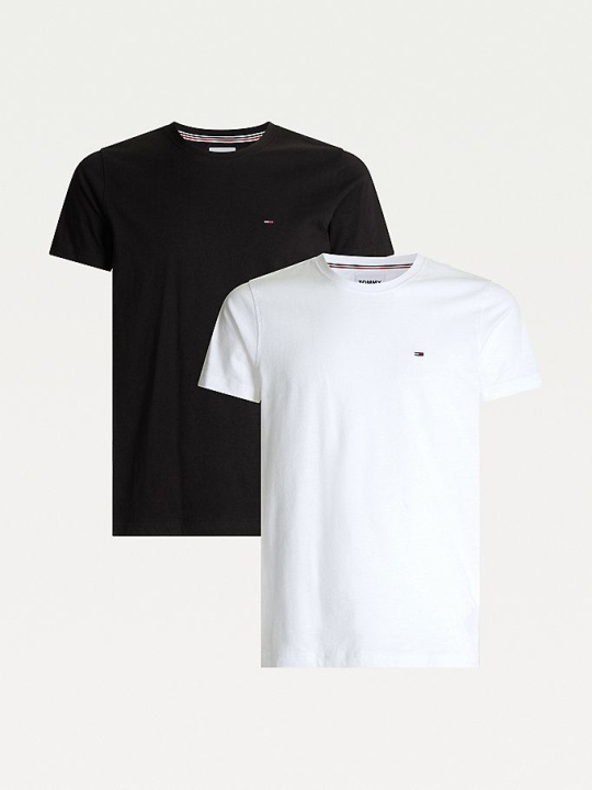 Tommy Hilfiger 2-Pack Organic Baumwoll Slim Fit T-shirts Herren Weiß Schwarz | AT527TIFU