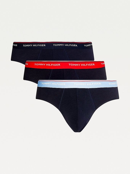 Tommy Hilfiger 3-Pack Logo Waistband Briefs Unterwäsche Herren Rot Blau | AT720WZMX