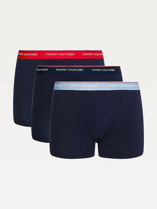 Tommy Hilfiger 3-Pack Organic Baumwoll Trunks Unterwäsche Herren Rot Blau | AT160SBTO