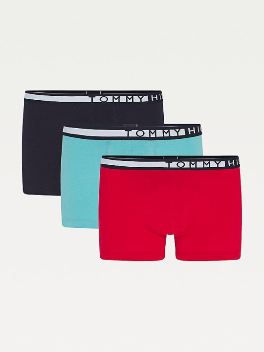 Tommy Hilfiger 3-Pack Statement Waistband Trunks Unterwäsche Herren Türkis Rot | AT318RMBX