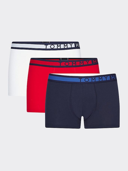 Tommy Hilfiger 3-Pack Statement Waistband Trunks Unterwäsche Herren Navy Rot Braun Weiß | AT375HKJC