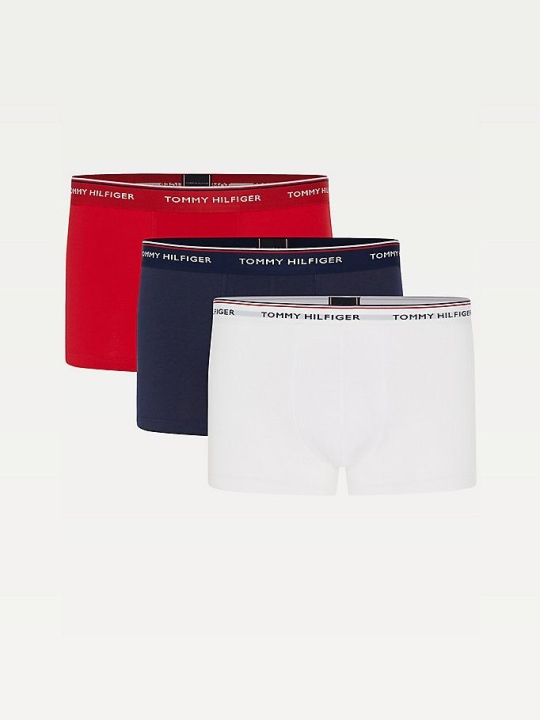 Tommy Hilfiger 3-Pack Stretch Baumwoll Trunks Unterwäsche Herren Weiß Braun Rot Navy | AT345MRLA