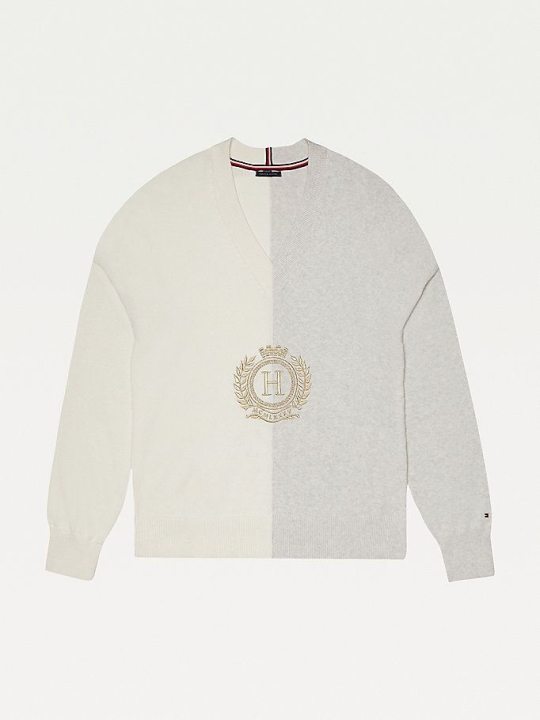 Tommy Hilfiger Adaptive Crest Embroidery Jumper Pullover Damen Weiß Mehrfarbig | AT986EIUZ