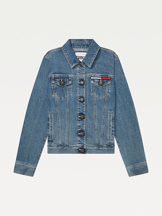 Tommy Hilfiger Adaptive Denim Trucker Jacke Damen Waschen | AT280HFYL