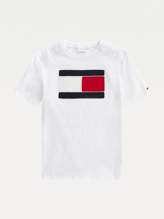 Tommy Hilfiger Adaptive Oversize Flag Logo T-shirts Kinder Weiß Mehrfarbig | AT864LEWR