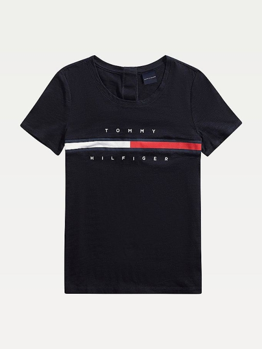 Tommy Hilfiger Adaptive Seated Fit Logo T-shirts Damen Dunkelblau | AT174QJVF