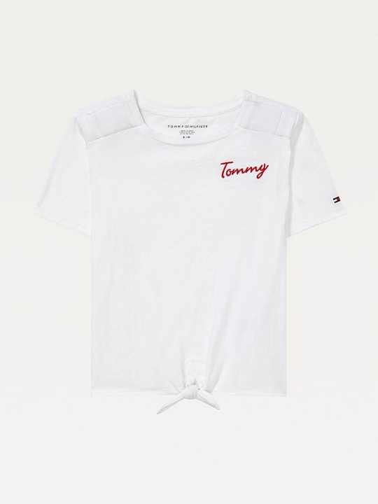 Tommy Hilfiger Adaptive Tie-Front T-shirts Kinder Weiß | AT738HQMW