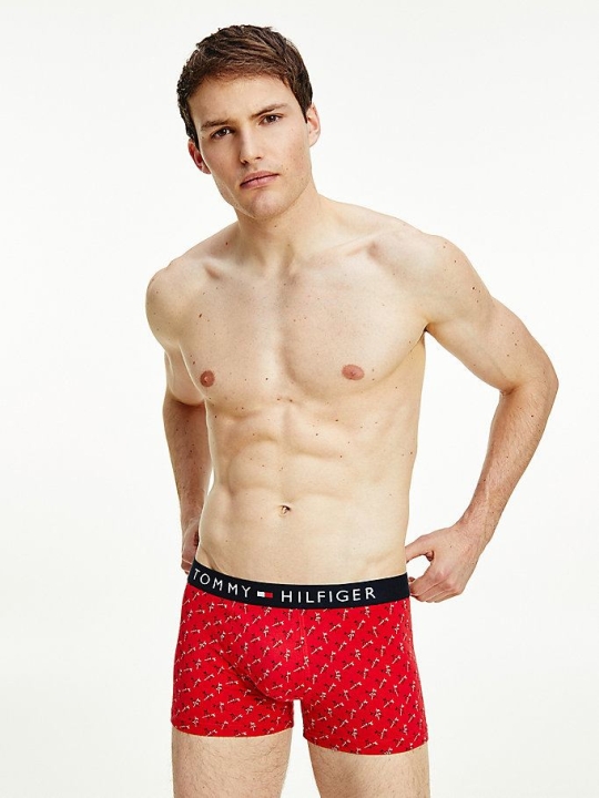 Tommy Hilfiger All-Over Print Baumwoll Trunks Unterwäsche Herren Rot | AT629CQNK