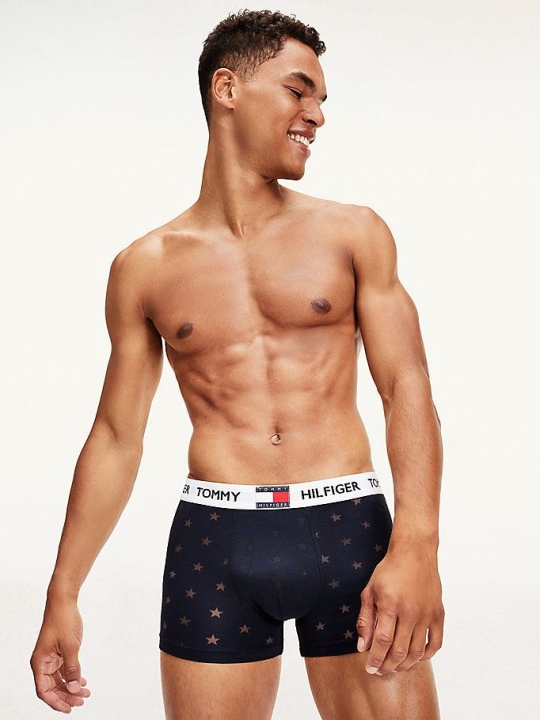 Tommy Hilfiger All-Over Star Print Logo Trunks Unterwäsche Herren Blau | AT753ZWPQ