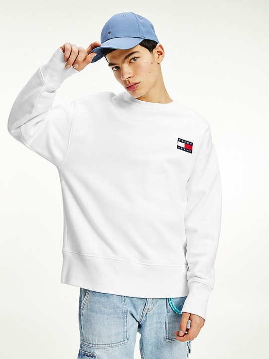 Tommy Hilfiger Badge Relaxed Fit Sweatshirts Herren Weiß | AT791JBDZ