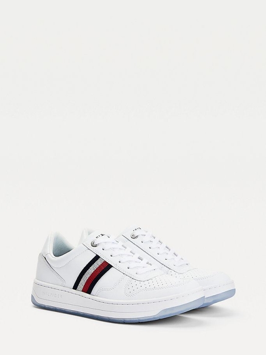 Tommy Hilfiger Basket Leder Cupsole Sneakers Herren Weiß | AT207YWME