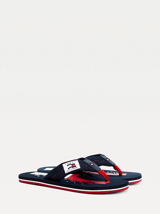 Tommy Hilfiger Baumwoll Flip Flops Herren Dunkelblau | AT289BZUE