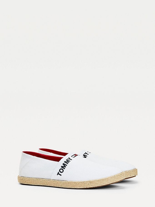 Tommy Hilfiger Baumwoll Logo Espadrilles Freizeitschuhe Herren Weiß | AT281VQBN