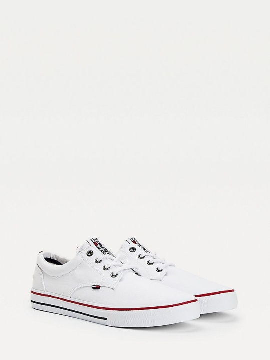 Tommy Hilfiger Baumwoll Low-Top Sneakers Herren Weiß | AT158WQBU