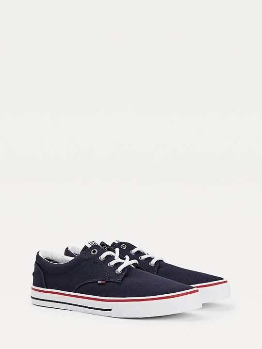 Tommy Hilfiger Baumwoll Low-Top Sneakers Herren Dunkelblau | AT358WQZT