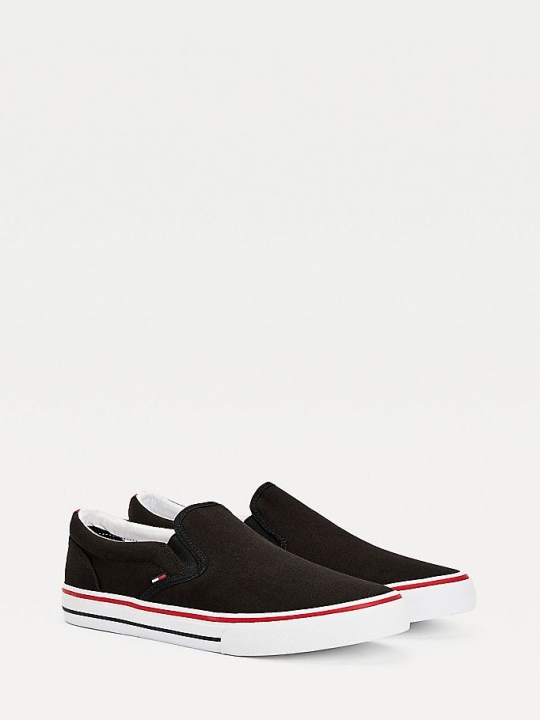 Tommy Hilfiger Baumwoll Slip-On Sneakers Herren Schwarz | AT307KLDM