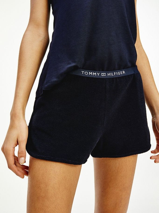 Tommy Hilfiger Baumwoll Terry Logo Bademode Damen Dunkelblau | AT695ALCY