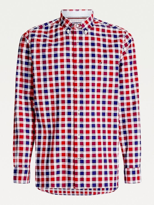 Tommy Hilfiger Check Regular Fit Oxford Hemd Herren Rot Navy Mehrfarbig | AT163KXFO