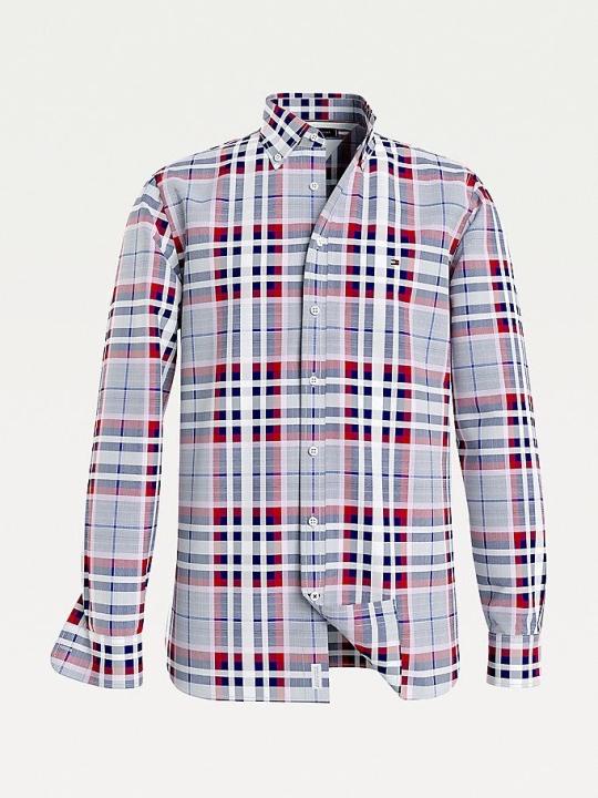 Tommy Hilfiger Check Regular Fit Twill Hemd Herren Rot Navy Mehrfarbig | AT280JKXV