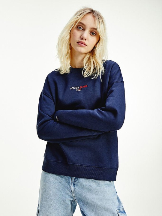 Tommy Hilfiger Chest Logo Crew Neck Sweatshirts Damen Hellnavy | AT085ABRP