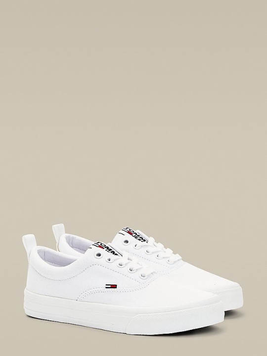 Tommy Hilfiger Classics Low-Top Baumwoll Sneakers Damen Weiß | AT293BOZK