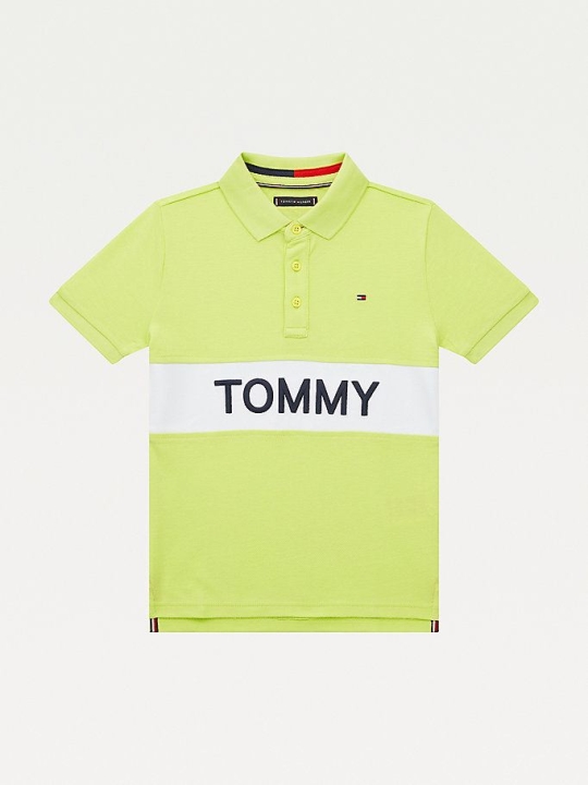 Tommy Hilfiger Colour-Blocked Organic Baumwoll Polo Shirts Kinder Hellgrün | AT905ODXR