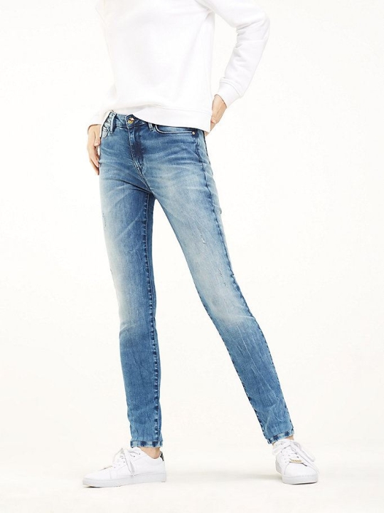 Tommy Hilfiger Como Heritage Schlank Fit Faded Jeans Damen Blau | AT430RFQY