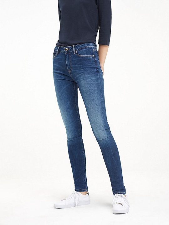 Tommy Hilfiger Como Heritage Schlank Fit Faded Jeans Damen Dunkelblau | AT893LQBT