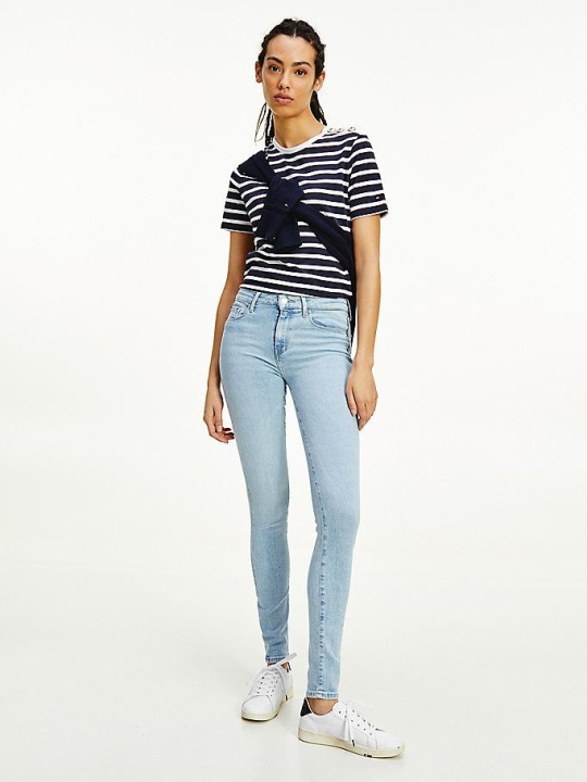 Tommy Hilfiger Como Mid Rise Schlank Jeans Damen Hellblau | AT129PRCQ