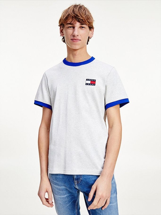 Tommy Hilfiger Contrast Badge T-shirts Herren Silber Grau | AT329MGIT