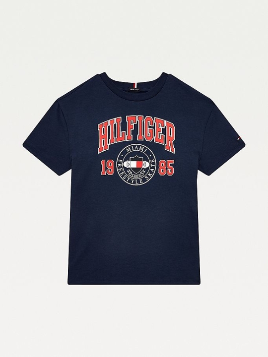 Tommy Hilfiger Contrast Collar Organic Baumwoll T-shirts Kinder Hellnavy | AT657AVFL