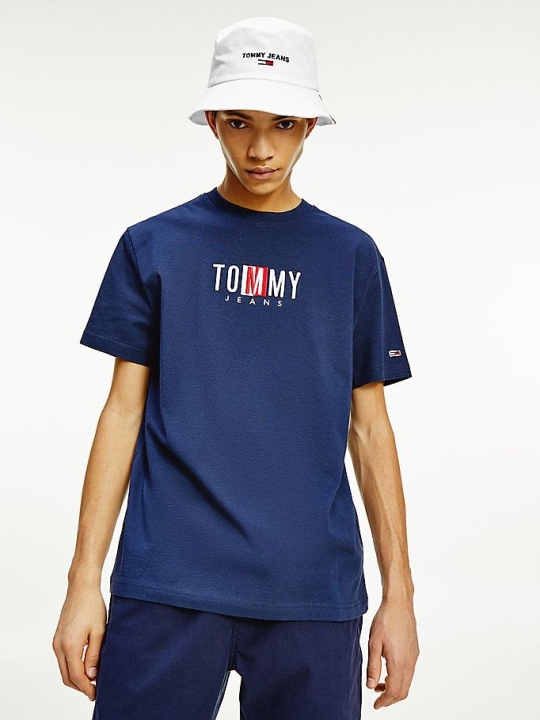 Tommy Hilfiger Contrast Logo Organic Baumwoll T-shirts Herren Hellnavy | AT792IDRU