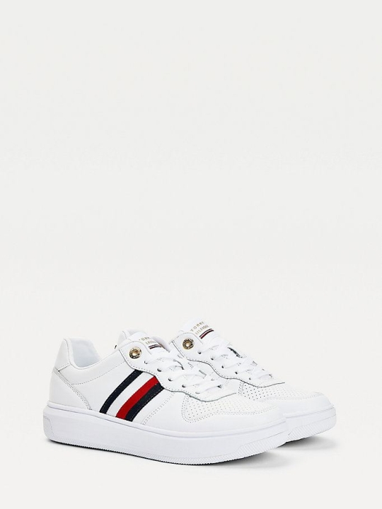 Tommy Hilfiger Cupsole Leder Sneakers Damen Weiß | AT041QLXF