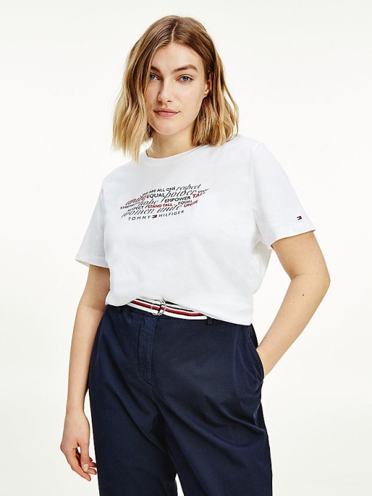 Tommy Hilfiger Curve International Women's Day Slogan T-shirts Damen Weiß | AT936CNZE