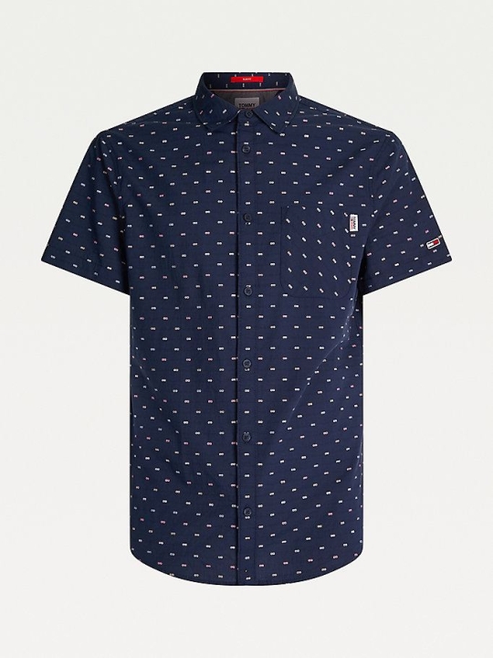 Tommy Hilfiger Dobby Pattern Kurzes Sleeve Hemd Herren Hellnavy | AT620UKPJ