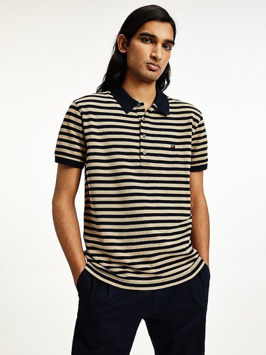 Tommy Hilfiger Elevated Stripe Pique Polo Shirts Herren Braun | AT034HACG