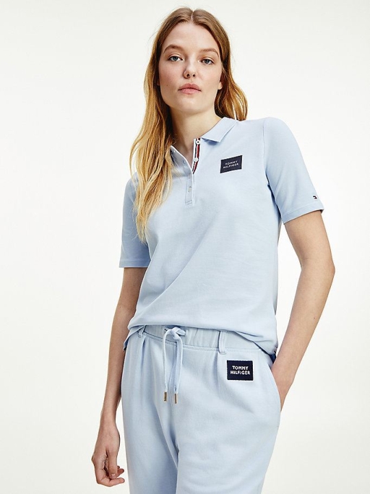 Tommy Hilfiger Essential Box Logo Polo Shirts Damen Blau | AT015GEYH