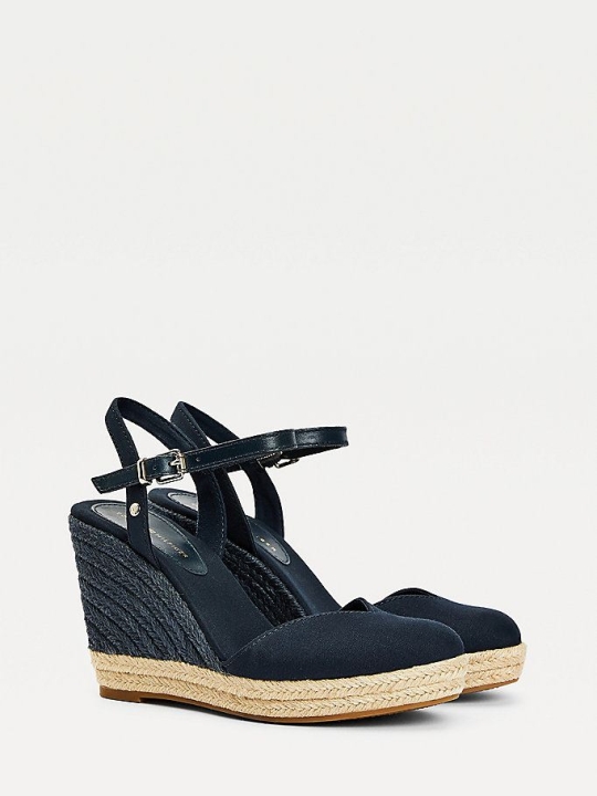 Tommy Hilfiger Essential Closed Kappe Wedge Keilabsatz Sandalen Damen Dunkelblau | AT409PJHI