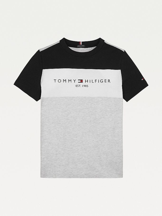 Tommy Hilfiger Essential Colour-Blocked Organic Baumwoll T-shirts Kinder Hellgrau | AT216TMDR