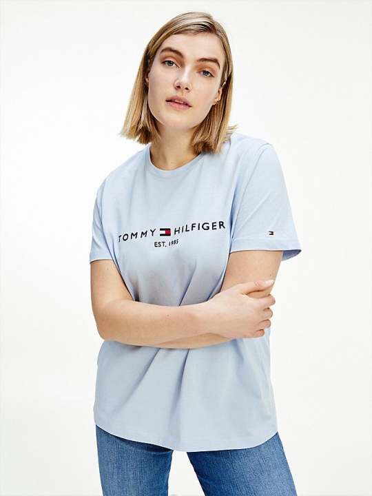 Tommy Hilfiger Essential Curve Crew Neck T-shirts Damen Blau | AT360WSFR