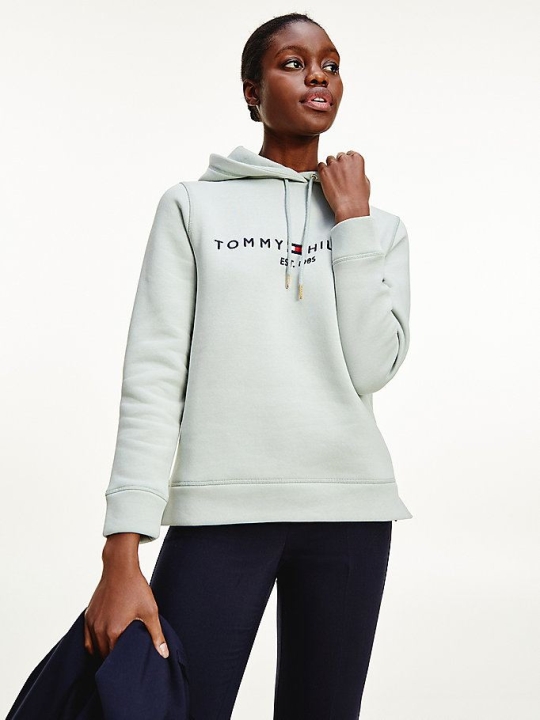 Tommy Hilfiger Essential Fleece Logo Hoodie Damen Hellgrün | AT415KBTY