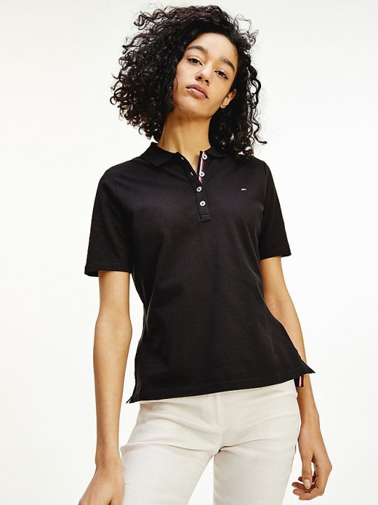 Tommy Hilfiger Essential Kurzes Sleeve Polo Shirts Damen Schwarz | AT096XQIE