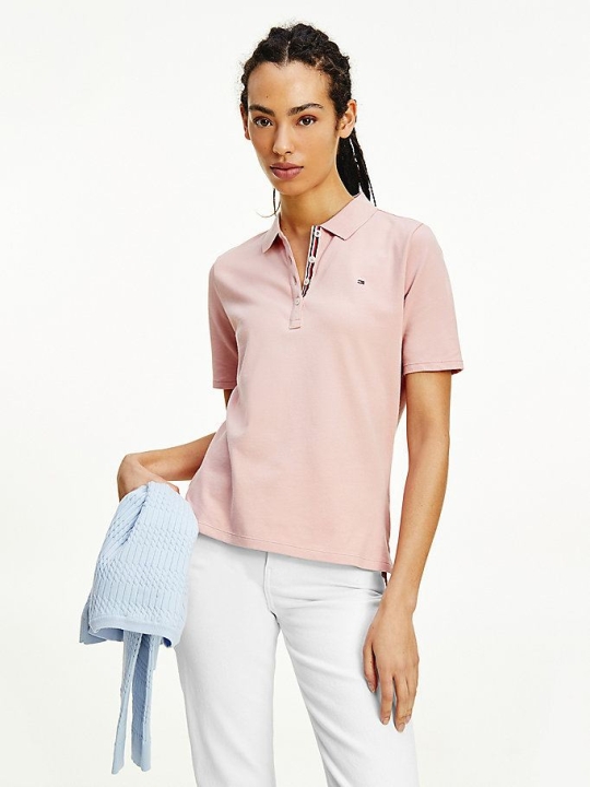 Tommy Hilfiger Essential Kurzes Sleeve Polo Shirts Damen Rosa | AT790AFUZ