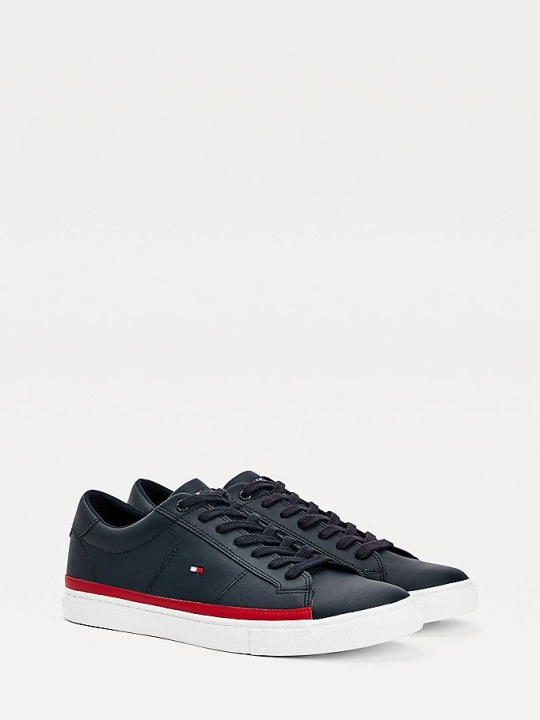 Tommy Hilfiger Essential Leder Contrast Sneakers Herren Dunkelblau | AT789YMFA