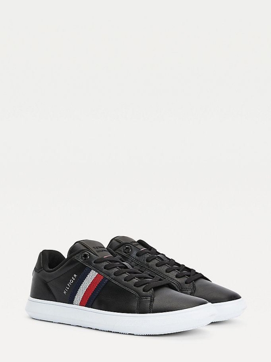 Tommy Hilfiger Essential Leder Cupsole Sneakers Herren Schwarz | AT856RCMG