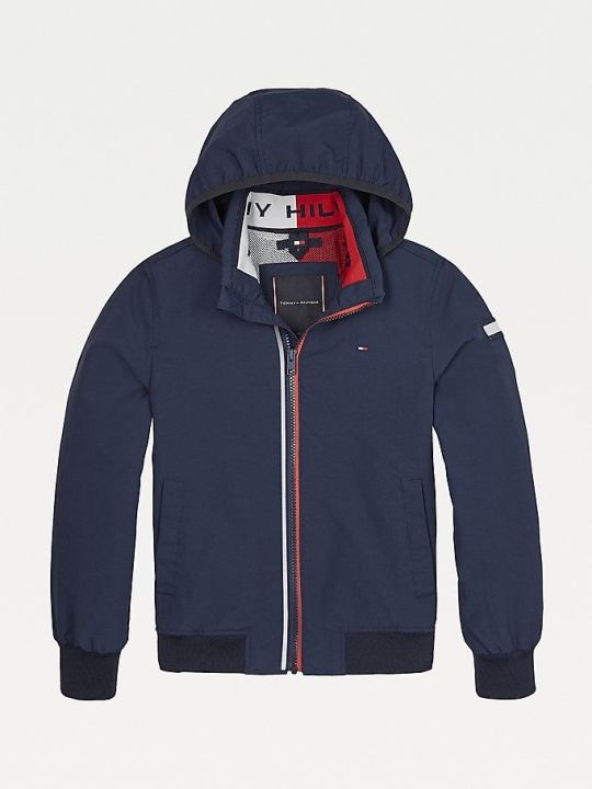 Tommy Hilfiger Essential Logo Collar Mit Kapuze Jacke Kinder Hellnavy | AT412PGBR