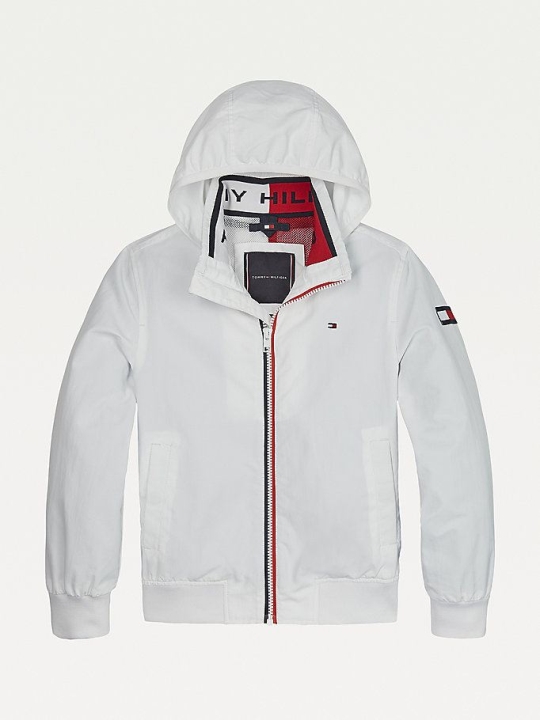 Tommy Hilfiger Essential Logo Collar Mit Kapuze Jacke Kinder Weiß | AT604GHDX