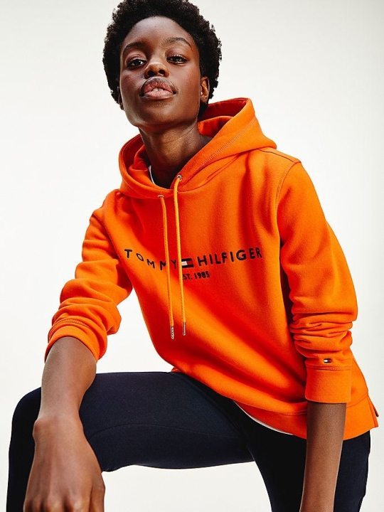 Tommy Hilfiger Essential Logo Hoodie Damen Orange | AT784TLXG