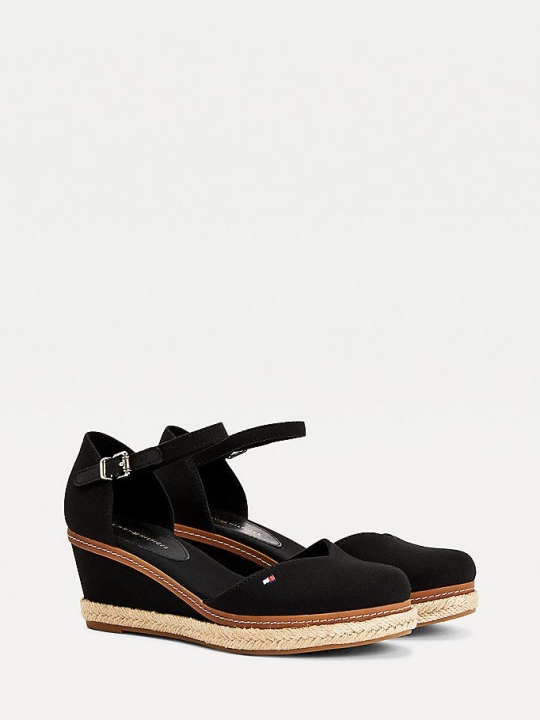 Tommy Hilfiger Essential Medium Wedge Keilabsatz Sandalen Damen Schwarz | AT941JUYW