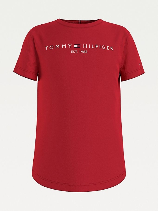 Tommy Hilfiger Essential Organic Baumwoll Logo T-shirts Kinder Tiefesrot | AT154NQHZ